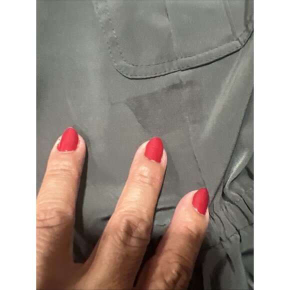 ALFANI Women's Zip Up Shirt Dress Military Safari Olive Green Roll Tab Sleeve12P - Picture 12 of 12